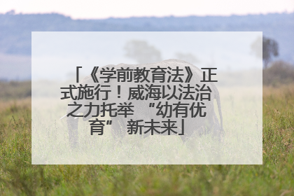 《学前教育法》正式施行！威海以法治之力托举 “幼有优育” 新未来
