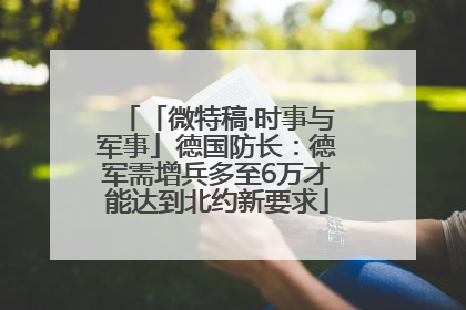 「微特稿·时事与军事」德国防长：德军需增兵多至6万才能达到北约新要求