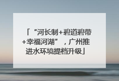 “河长制+碧道碧带+幸福河湖”，广州推进水环境提档升级