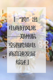 “跨”出电商好风光——郑州航空港跨境电商高速发展综述