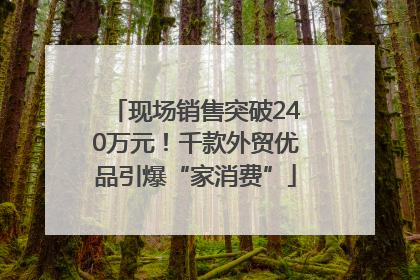 现场销售突破240万元！千款外贸优品引爆“家消费”