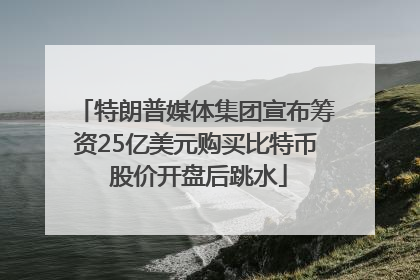 特朗普媒体集团宣布筹资25亿美元购买比特币 股价开盘后跳水