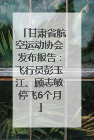 甘肃省航空运动协会发布报告：飞行员彭玉江、顾志敏停飞6个月