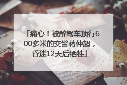 痛心！被醉驾车顶行600多米的交警蒋仲超，昏迷12天后牺牲