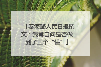 秦海璐人民日报撰文：我常自问是否做到了三个“懂”