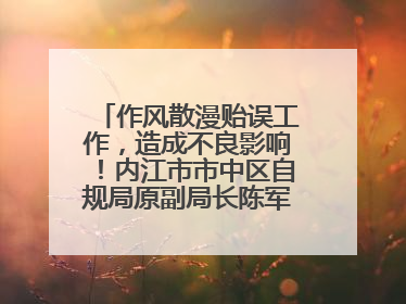 作风散漫贻误工作，造成不良影响！内江市市中区自规局原副局长陈军被“双开”