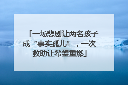 一场悲剧让两名孩子成“事实孤儿”，一次救助让希望重燃