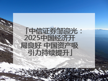 中信证券邹迎光：2025中国经济开局良好 中国资产吸引力持续提升