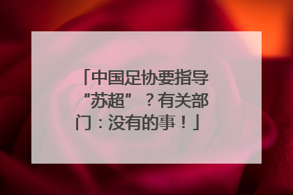 中国足协要指导“苏超”？有关部门：没有的事！