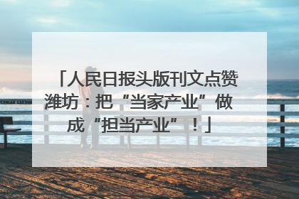 人民日报头版刊文点赞潍坊：把“当家产业”做成“担当产业”！