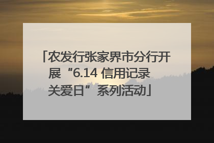 农发行张家界市分行开展“6.14 信用记录关爱日”系列活动