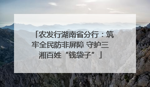 农发行湖南省分行：筑牢全民防非屏障 守护三湘百姓“钱袋子”