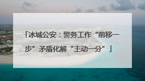 冰城公安：警务工作“前移一步”矛盾化解“主动一分”