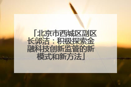 北京市西城区副区长郭洁：积极探索金融科技创新监管的新模式和新方法