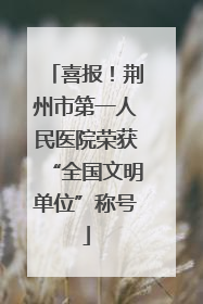 喜报！荆州市第一人民医院荣获“全国文明单位”称号