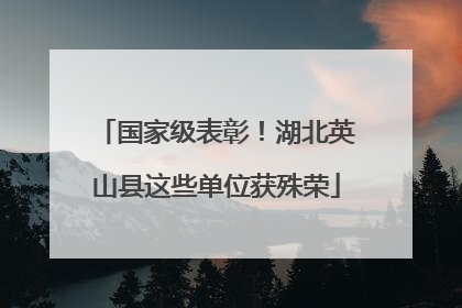 国家级表彰！湖北英山县这些单位获殊荣