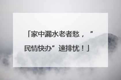 家中漏水老者愁，“民情快办”速排忧！