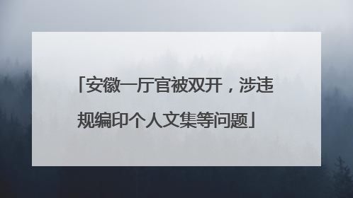安徽一厅官被双开，涉违规编印个人文集等问题