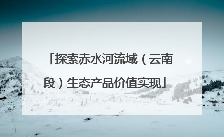 探索赤水河流域（云南段）生态产品价值实现