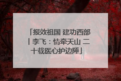报效祖国 建功西部丨李飞：情牵天山 二十载医心护边陲