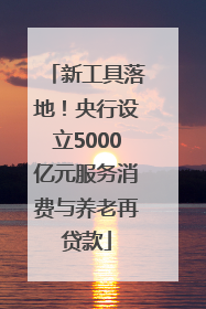 新工具落地！央行设立5000亿元服务消费与养老再贷款