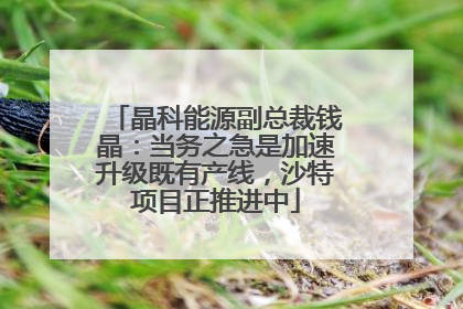晶科能源副总裁钱晶：当务之急是加速升级既有产线，沙特项目正推进中