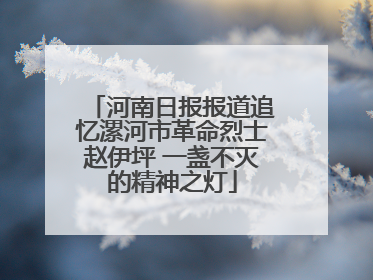 河南日报报道追忆漯河市革命烈士赵伊坪 一盏不灭的精神之灯