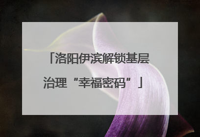 洛阳伊滨解锁基层治理“幸福密码”