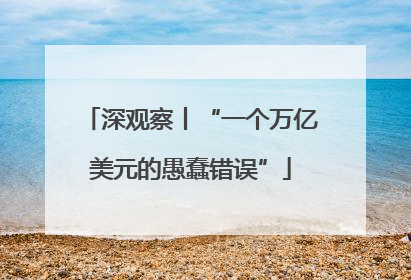 深观察丨“一个万亿美元的愚蠢错误”