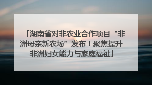 湖南省对非农业合作项目“非洲母亲新农场”发布！聚焦提升非洲妇女能力与家庭福祉
