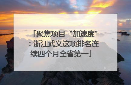 聚焦项目“加速度”：浙江武义这项排名连续四个月全省第一