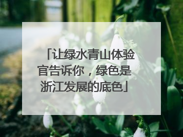 让绿水青山体验官告诉你，绿色是浙江发展的底色