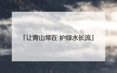 让青山常在 护绿水长流