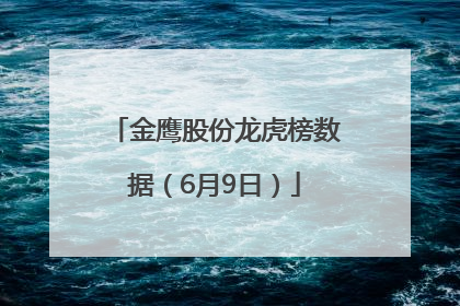 金鹰股份龙虎榜数据（6月9日）