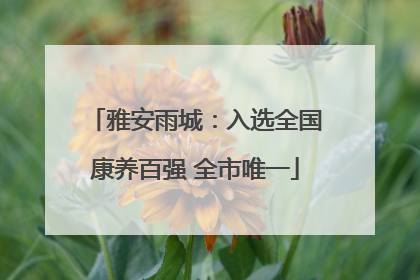 雅安雨城：入选全国康养百强 全市唯一