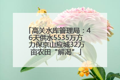 高关水库管理局：46天供水5535万方 力保京山应城32万亩农田“解渴”