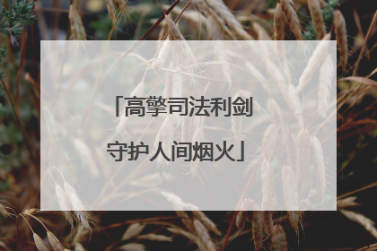 高擎司法利剑 守护人间烟火