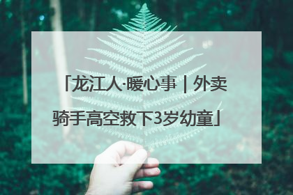 龙江人·暖心事｜外卖骑手高空救下3岁幼童