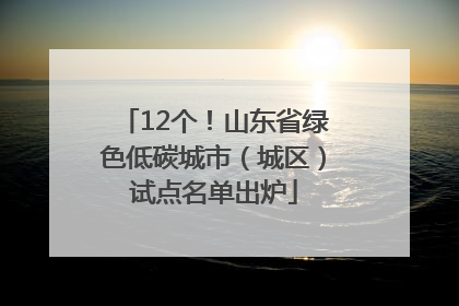 12个！山东省绿色低碳城市（城区）试点名单出炉